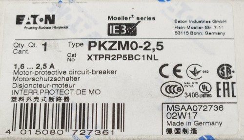 Eaton moeller pkzm0 5 - moeller, pkzm0-2.5